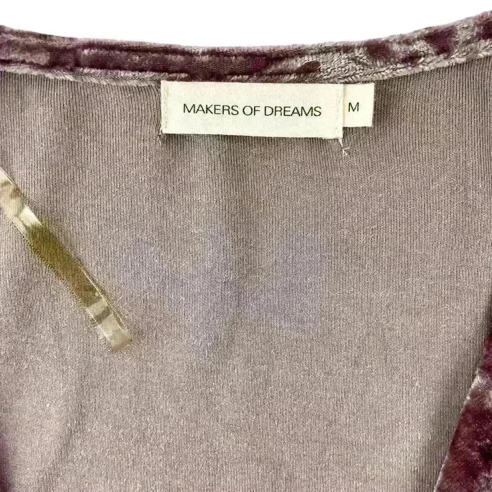 Makers of Dreams Velvet Bodysuit M, Plunge Neck, Twist Front, Boho Chic Sexy Top - Picture 5 of 16